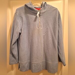 LIZ CLAIBORNE Light Blue Ribbed Zipper Hoodie Top- Sz. M- Perfect Condition
